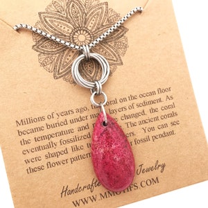 Coral Fossil Necklace-Nipomo Coral-Fossil Jewelry-Chainmail Infinity Love Knot-Science Gift-Teacher Gift-Graduation Gift-OOAK-Christmas Gift