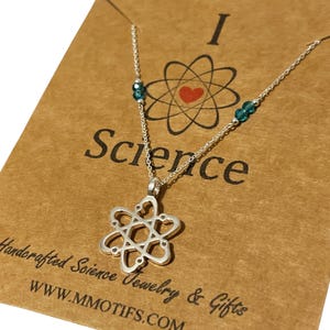 Sterling Silver Atom Pendant Necklace: Handcrafted Science Jewelry image 2