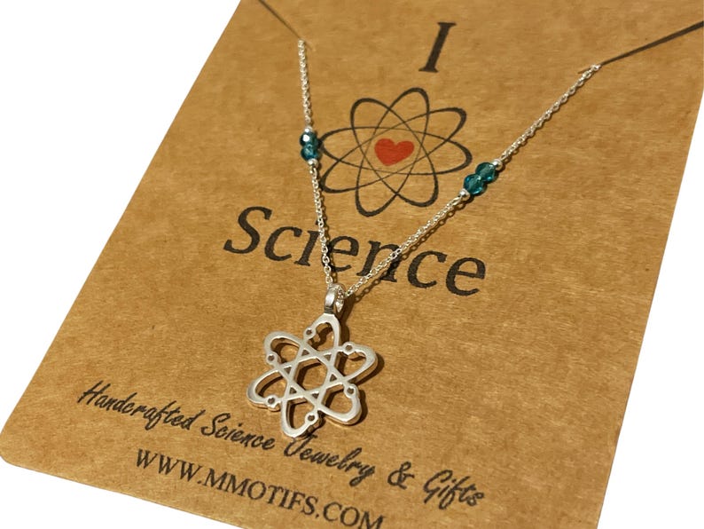 Sterling Silver Atom Pendant Necklace: Handcrafted Science Jewelry image 2