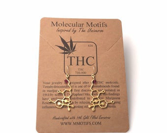 Sterling Silver Birthstone THC Molecule Earrings-Cannabis Medical Marijuana Dispensary Science Gift-Handcrafted Jewelry