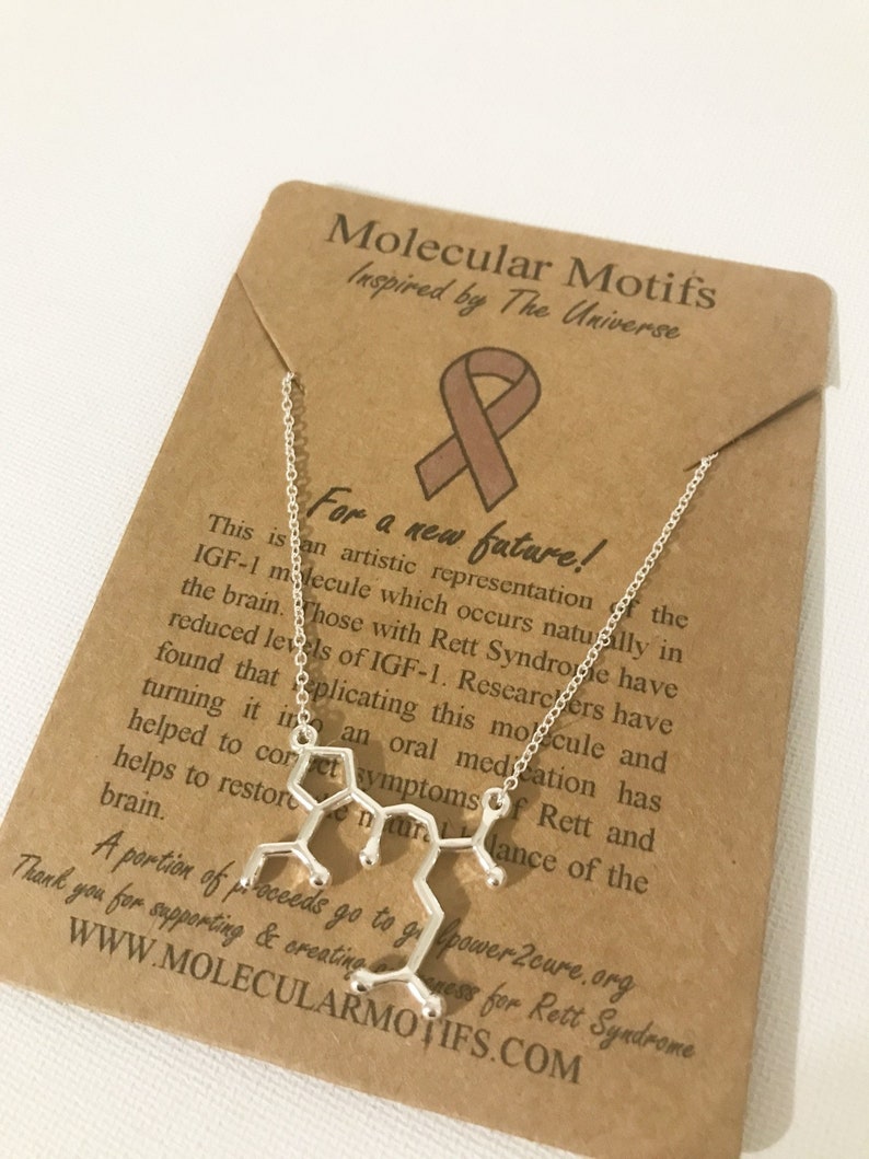/% of Proceeds Go Towards Retts Research Rett Syndrome Molecule Necklace-Rett Syndrome Awareness Necklace-Science Gift