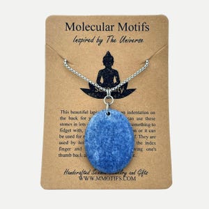 Rose Quartz Worry Stone Necklace | Natural Gemstone Fidget Pendant | Stainless Steel image 7