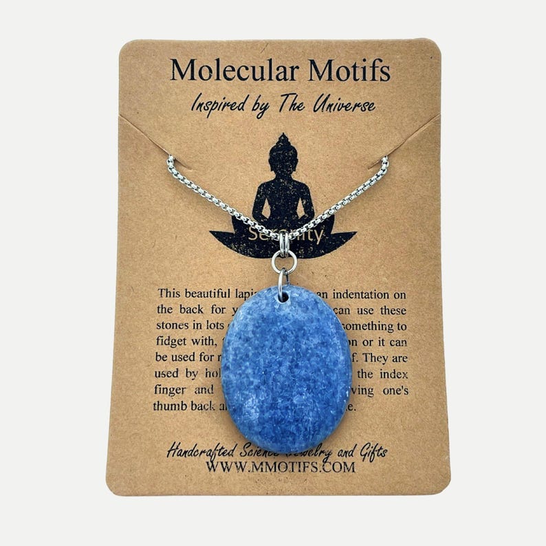 Rose Quartz Worry Stone Necklace | Natural Gemstone Fidget Pendant | Stainless Steel image 7
