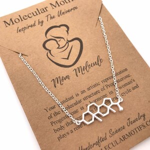 Sterling Silver Mom Molecule Necklace-Progesterone Molecule Pendant-Christmas Gift-Fertility Doctor Gift-Pregnancy Gift-Baby Shower Gift image 5