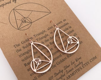 Sterling Silver Fibonacci Earrings-Golden Ratio Math Gift-Sacred Geometry-Science Gift-STEM Gift-Graduation Gift-Science Jewelry