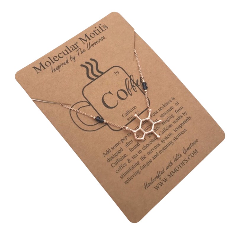 Rose Gold plated Coffee Molecule Necklace-Silver or 18k Gold plated-Caffeine-Coffee Charm-Christmas Gift-Graduation Gift-Boss Gift-OOAK image 3