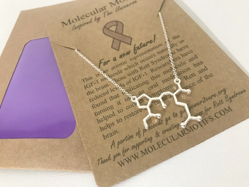 /% of Proceeds Go Towards Retts Research Rett Syndrome Molecule Necklace-Rett Syndrome Awareness Necklace-Science Gift
