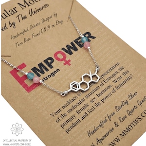 Handcrafted Estrogen Molecule Necklace-Science Gift STEMinist-Gift of Femininity-Feminist Jewelry-Women in STEM-Empowerment image 10