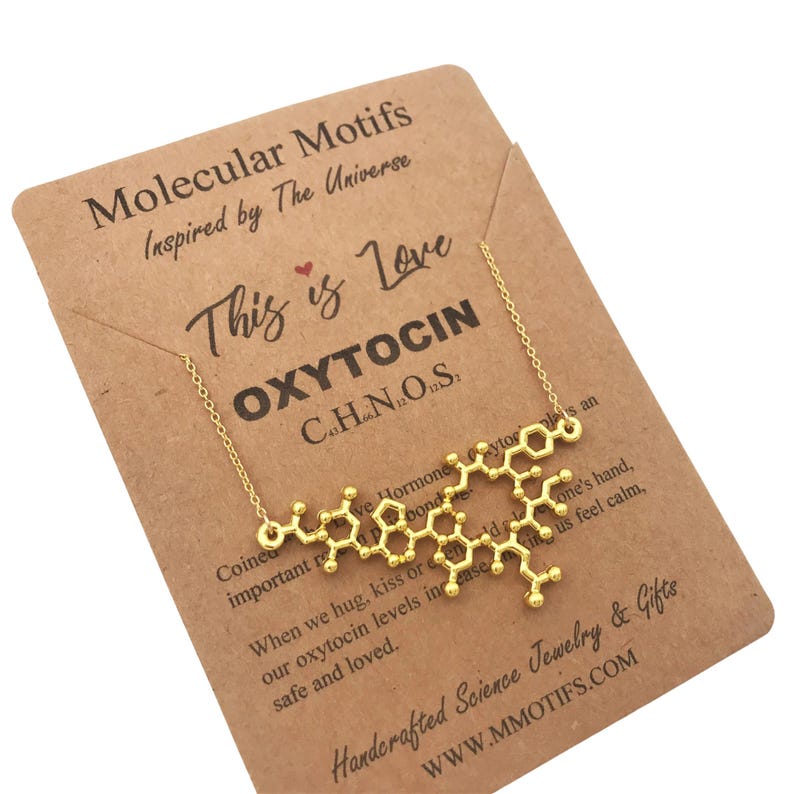 Oxytocin Molecule Necklace, Love and Bonding Hormone Pendant, Optional Birthstone Chain | Handmade Chemistry Jewelry image 5
