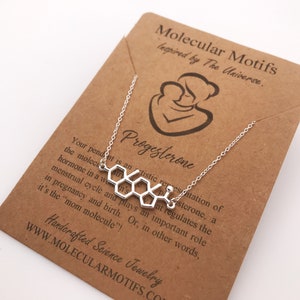 Sterling Silver Mom Molecule Necklace-Progesterone Molecule Pendant-Christmas Gift-Fertility Doctor Gift-Pregnancy Gift-Baby Shower Gift image 9