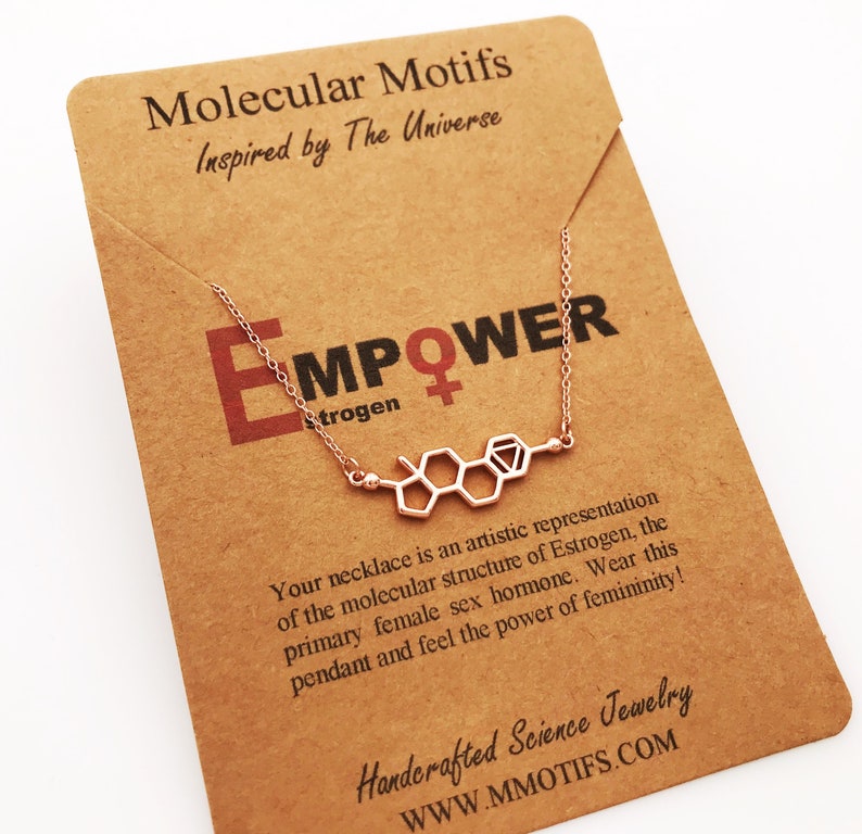 Handcrafted Estrogen Molecule Necklace-Science Gift STEMinist-Gift of Femininity-Feminist Jewelry-Women in STEM-Empowerment image 6