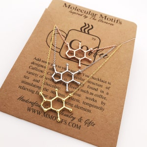 Rose Gold plated Coffee Molecule Necklace-Silver or 18k Gold plated-Caffeine-Coffee Charm-Christmas Gift-Graduation Gift-Boss Gift-OOAK image 10