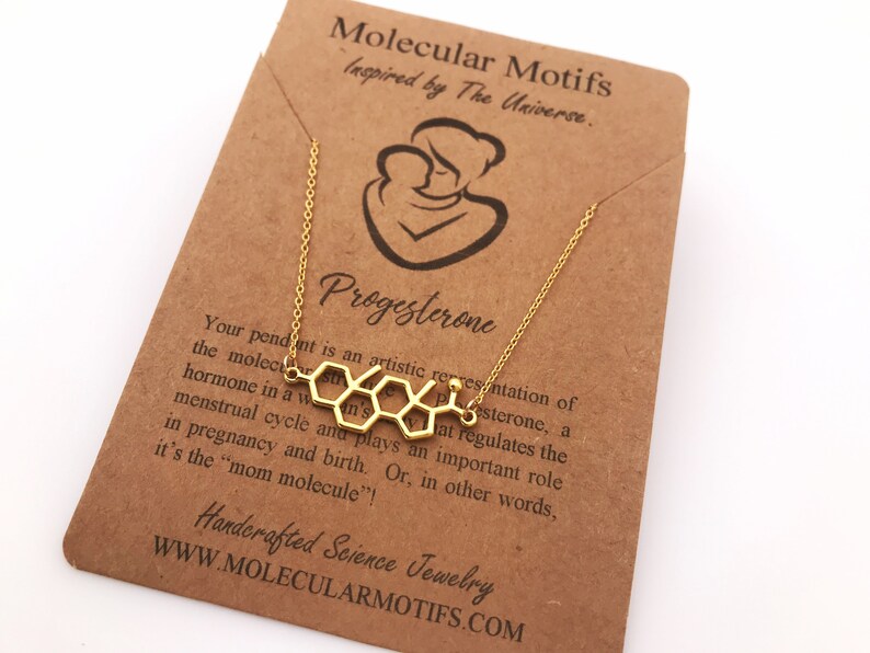 Sterling Silver Mom Molecule Necklace-Progesterone Molecule Pendant-Christmas Gift-Fertility Doctor Gift-Pregnancy Gift-Baby Shower Gift image 7