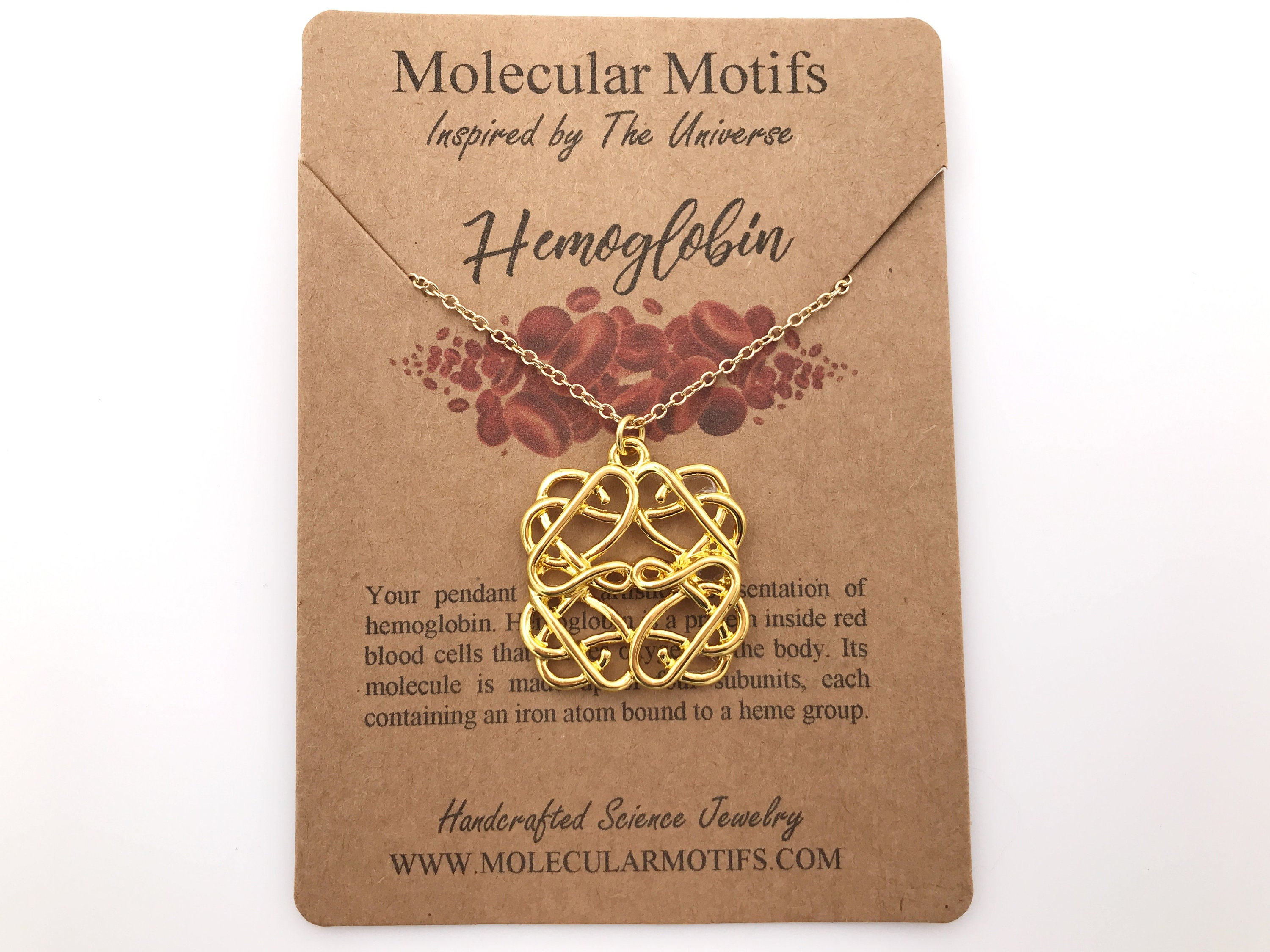 Hemoglobin Blood Molecule Necklace, Sterling Silver Chain,handmade ...