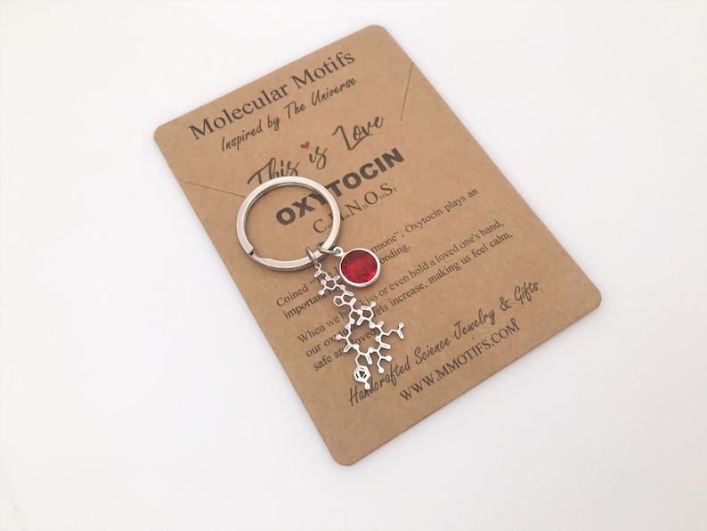 Oxytocin Molecule Love Keychain in Stainless Steel-Couple's Gift-Graduation Gift-Science Gift-Doula Gift-OBGYN Gift-Christmas Gift image 4