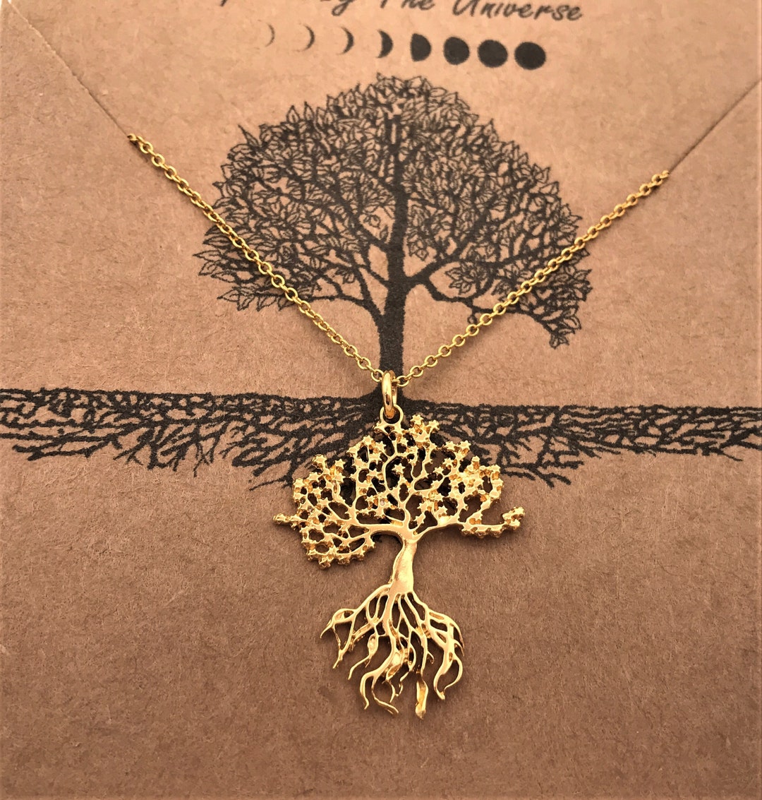 Gold Sterling Silver Tree of Life Pendant: Handcrafted Family Necklace ...