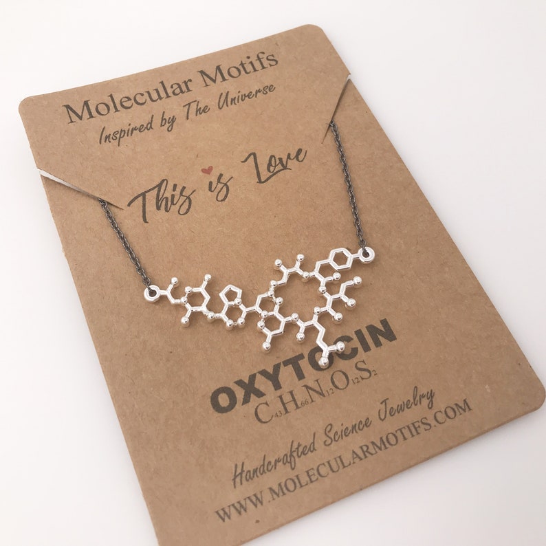 Oxytocin Molecule Necklace-Love Molecule-Bonding Molecule-Science Gift-Anniversary Gift-Love Gift-Unisex-Black Chain-Christmas Gift image 7