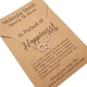 Sterling Silver Serotonin Molecule-18K Gold18K Rose Gold-Serotonin Necklace-Happiness Pendant Birthday Gift-Chemistry Gift-Christmas Gift image 8