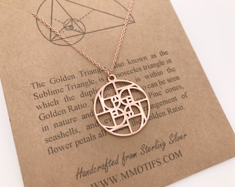 Golden Ratio Necklace-Sterling Silver-Fibonacci Spiral-Golden Ratio-Golden Triangle-Christmas Gift-Math Gift-Custom Birthstone Chain