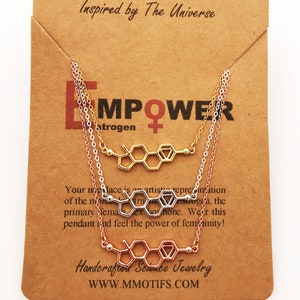 Handcrafted Estrogen Molecule Necklace-Science Gift STEMinist-Gift of Femininity-Feminist Jewelry-Women in STEM-Empowerment image 8
