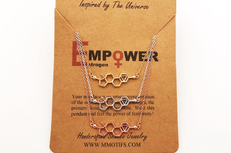 Handcrafted Estrogen Molecule Necklace-Science Gift STEMinist-Gift of Femininity-Feminist Jewelry-Women in STEM-Empowerment image 8