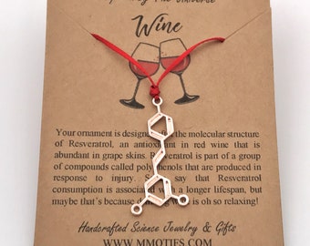 Wine Molecule Ornament-Resveratrol Red Wine Ornament-Oenophile Gift-Science Ornament-Christmas Gift--Wine Connosseur Gift