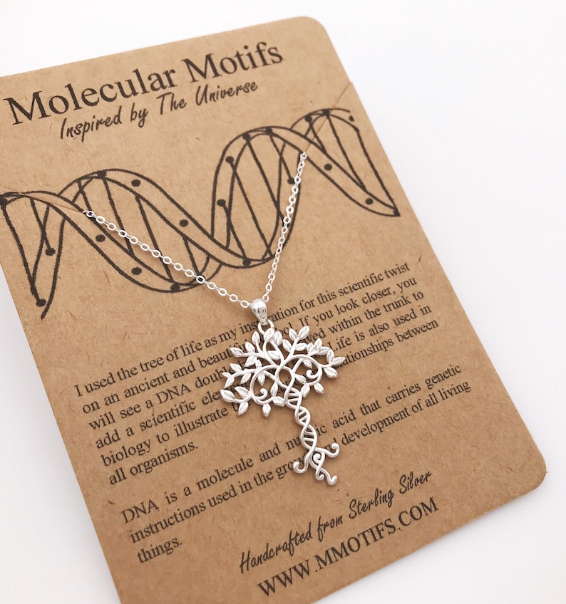 Tree of Life Sterling Silver Necklace-DNA Pendant-Hand Made Tree of Knowledge-Genetics Necklace-Science Gift-Family Gifts image 10