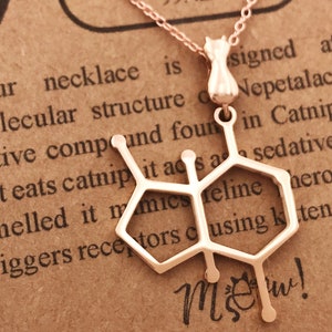 Cat Lover Catnip Molecule Necklace-Veterinarian Gift-Vet Gift-Cat Necklace--Christmas Gift--Science Gift-Handcrafted-Nepetalactone Molecule