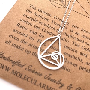 Fibonacci Necklace-Handcrafted Pendant-Golden Ratio-Rose Gold Color-Golden Triangle-Teacher Gift-Graduation Gift-Christmas Gift-Math Gift image 1