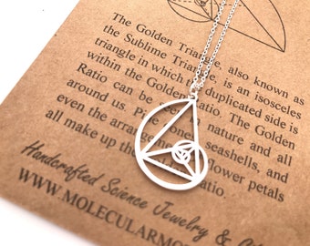 Fibonacci Necklace-Handcrafted Pendant-Golden Ratio-Rose Gold Color-Golden Triangle-Teacher Gift-Graduation Gift-Christmas Gift-Math Gift
