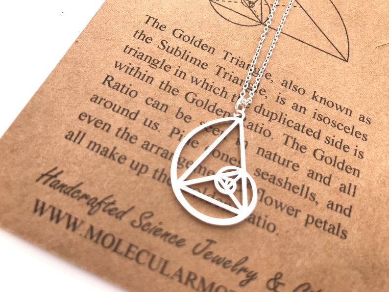 Fibonacci Necklace-Handcrafted Pendant-Golden Ratio-Rose Gold Color-Golden Triangle-Teacher Gift-Graduation Gift-Christmas Gift-Math Gift image 1