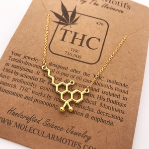 THC Molecule Necklace-18k Rose Gold or Gold Plating-Medical Marijuana Pendant-Cannabis-Weed Molecule Necklace-420 Gift-Christmas Gift-OOAK image 3