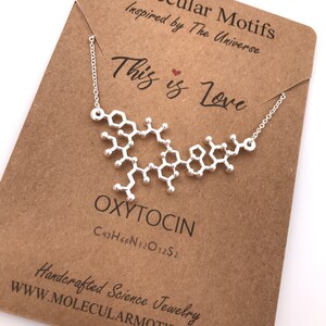 Oxytocin Molecule Necklace-Love Molecule-Bonding Molecule-Science Gift-Anniversary Gift-Love Gift-Unisex-Black Chain-Christmas Gift image 5