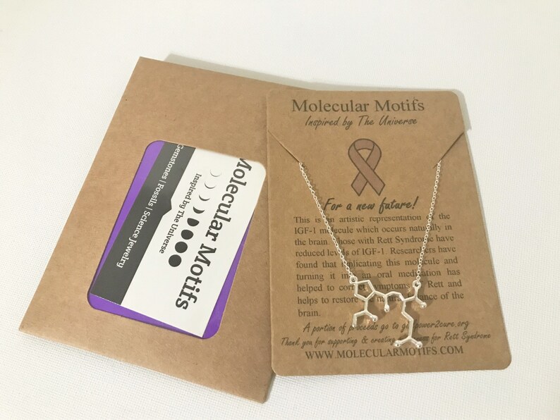 /% of Proceeds Go Towards Retts Research Rett Syndrome Molecule Necklace-Rett Syndrome Awareness Necklace-Science Gift