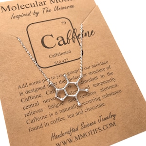 Sterling Silver Caffeine Molecule Necklace | Energy Drink Addict Jewelry | Science Gift