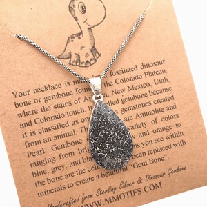 Dinosaur Bone Fossil Pendant Necklace,Fossil Jewelry,Science Gift,Gift for Paleontologist,Nature Gift,Christmas Gift,Handmade Science Gift