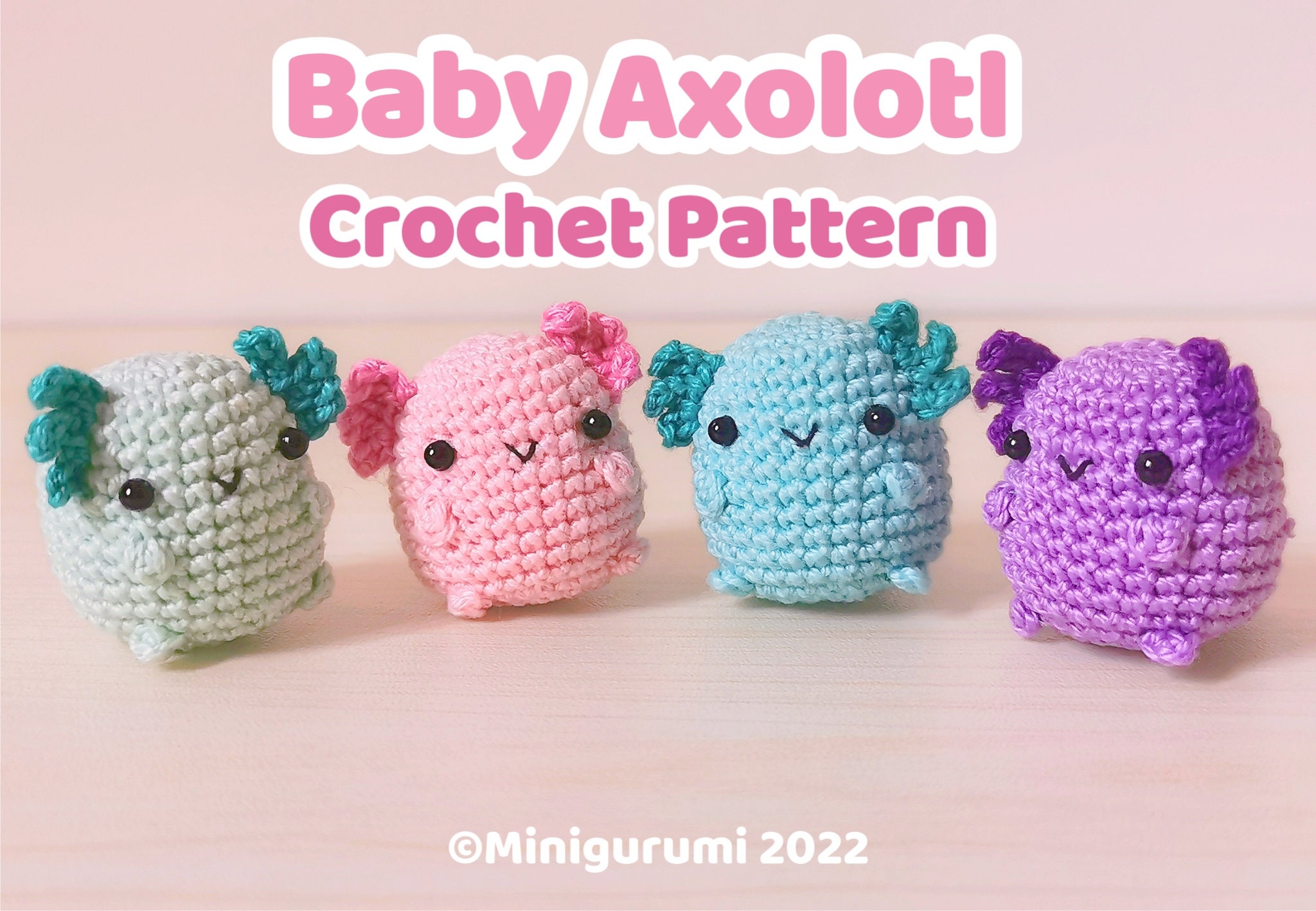 Baby Axolotl Crochet Pattern PDF Amigurumi Tutorial 