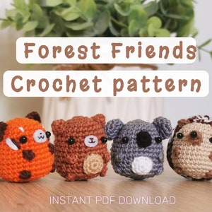 9-in-1 Amigurumi Animals Crochet Pattern Bundle / Hedgehog Red Panda Koala Bear Panda Otter Axolotl Cow Puppy PDF