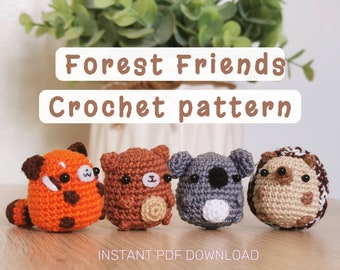 9-in-1 Amigurumi Tiere Häkelanleitung Bundle / Igel Roter Panda Koala Bär Panda Otter Axolotl Kuh Welpe PDF