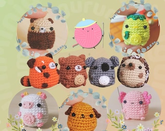 9-in-1 Amigurumi Animals Crochet Pattern Bundle / Hedgehog Red Panda Koala Bear Panda Otter Axolotl Cow Puppy PDF