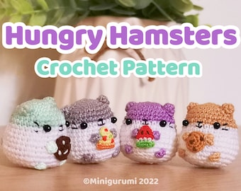 Hungry Hamsters Crochet Pattern / Hamster Amigurumi PDF Downloadable Tutorial / Mini Cookie Pizza Strawberry