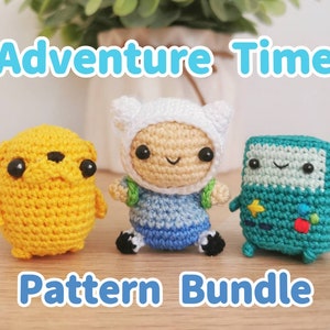 3-in-1 Adventure Time Crochet Pattern Bundle Finn Jake BMO Amigurumi Tutorial Pdf