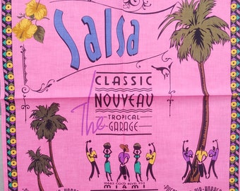 Salsa Classic Nouveau The Tropical Garage miami Bandana  19.5" x 19.5" inches Cotton, Holiday Gifts