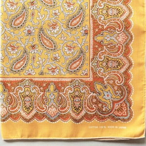 Yellow Paisley Floral Bandana 20" x 21" inches Cotton 100% Made in Japan, Holiday Gifts