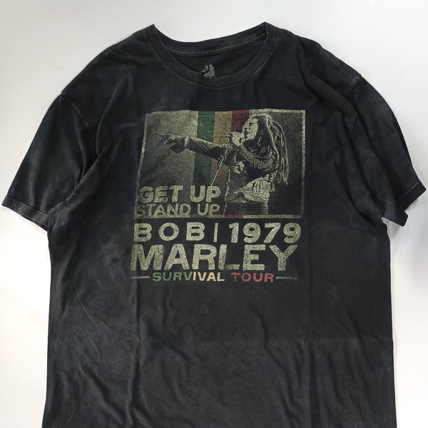Vintage T Shirt Bob Marley 1979, Survival Tour, Size XXL, Get Up Stand Up, Zion, Holiday Gifts