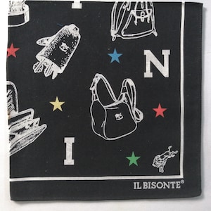Classic Illustration Bandana, 20&quot; x 20&quot; inches, Accessories Collection on Black, Cotton Bandana, Holiday Gifts