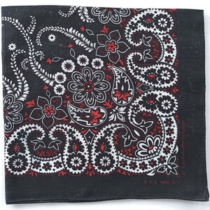 Black Paisley Bandana, 20&quot; x 21&quot; inches, All Cotton, Holliday Gifts