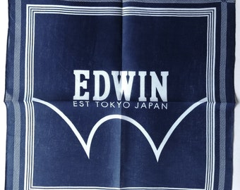 Edwin Est Tokyo Japan Indigo Bandanna 19.5" x 20" inches Cotton