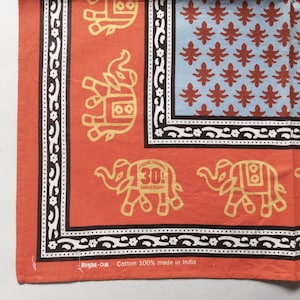 Orange Bandana  Right On  Bandana Cotton 20&quot; x 20.5&quot; inches made in India