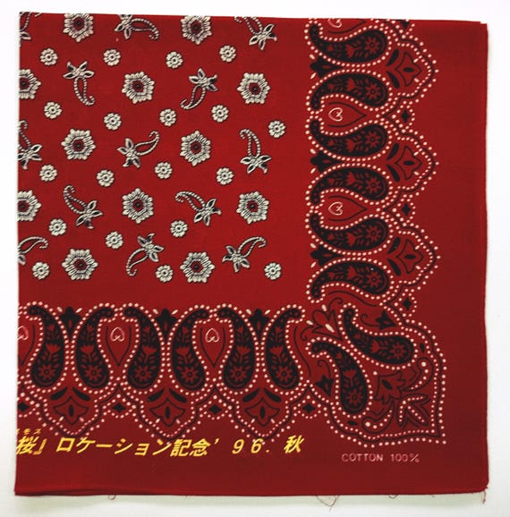 Vintage Red Paisley Floral Bandana, 20.5
